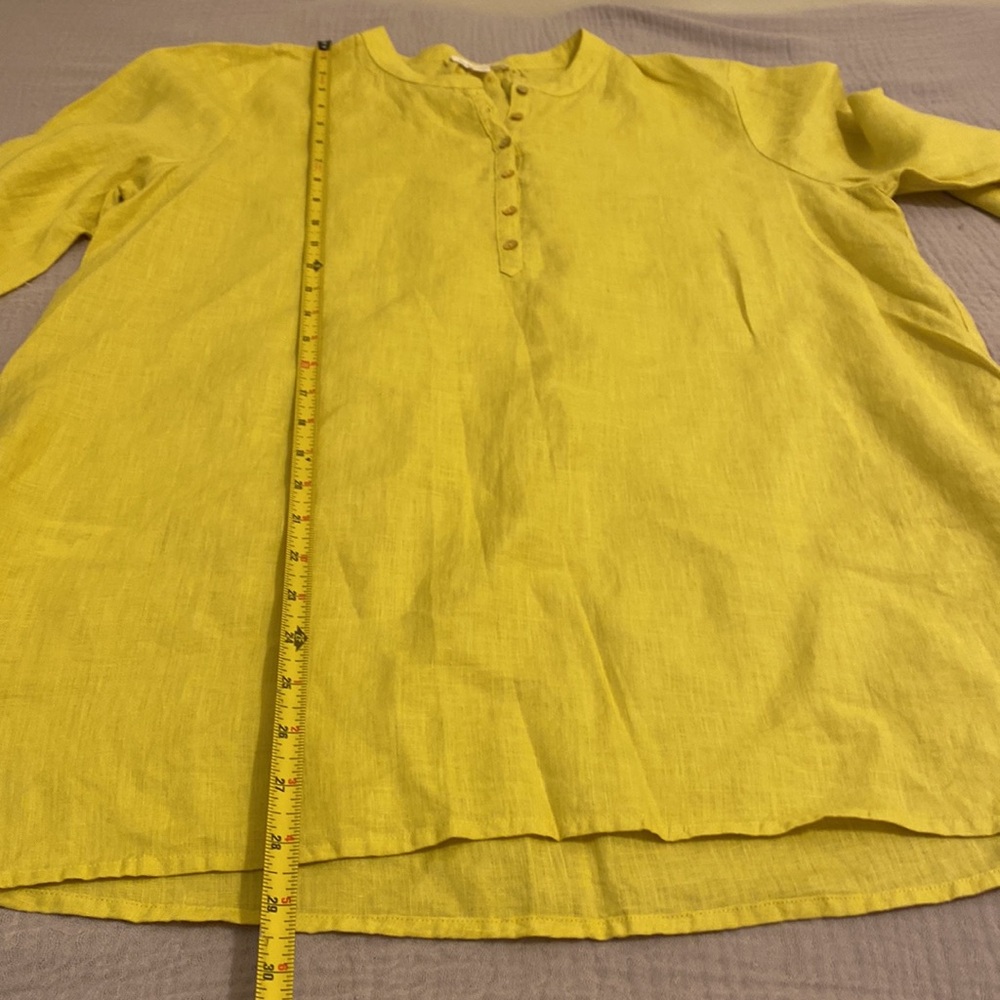 Eileen Fisher Organic Linen Neon Yellow Blouse. Size S - Picture 6 of 8